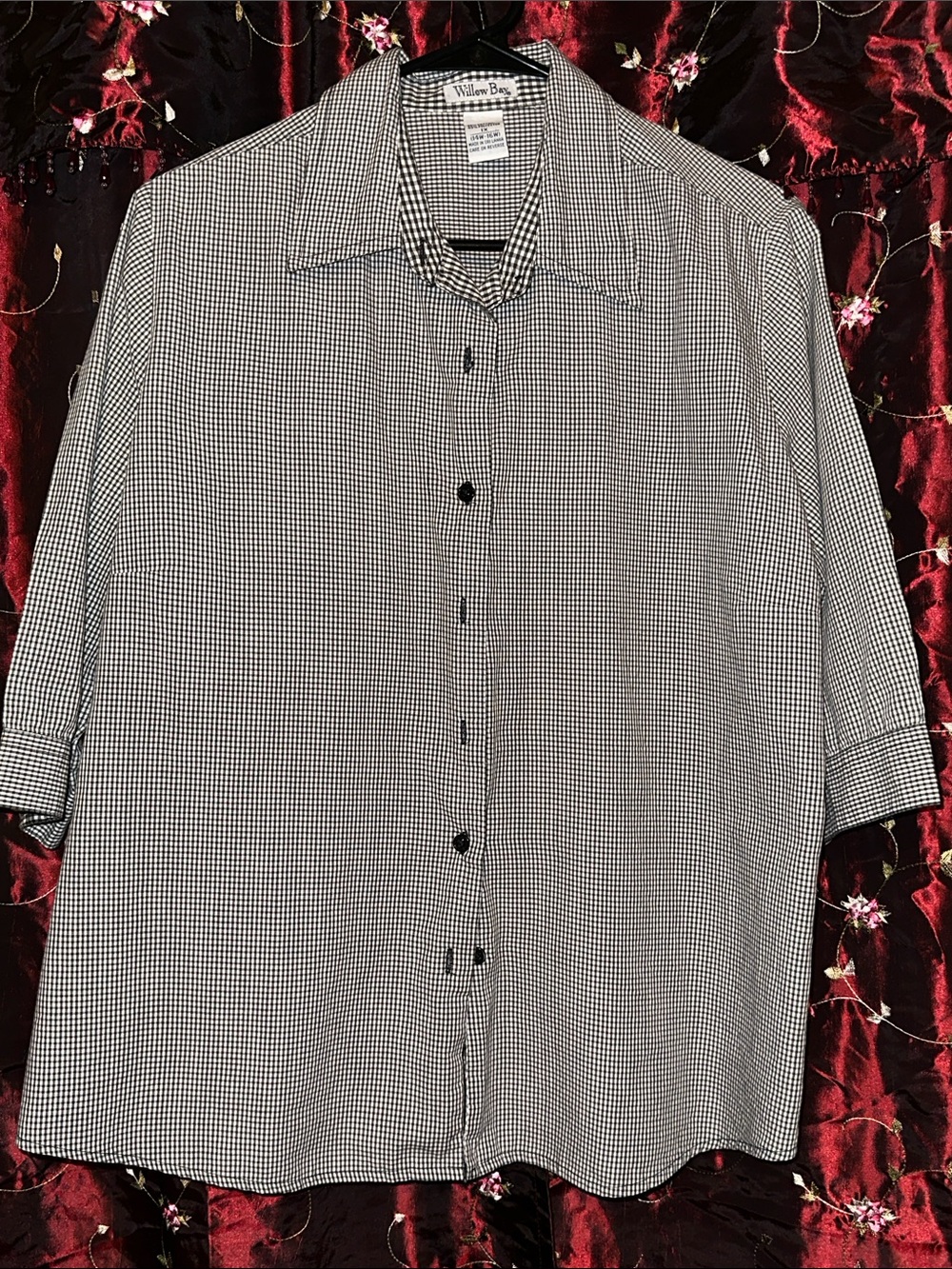 Willow Bay Men’s Black & White Micro-Check Button-Down Shirt